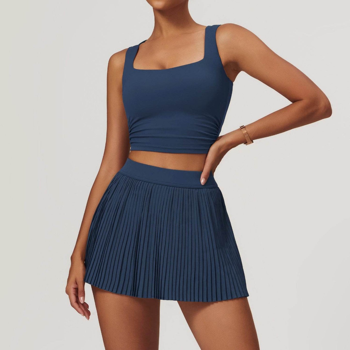 Tennis Skirt set Athletic Sports Workout Pleated Skort Outfit Women - www.Shopthatapp.com