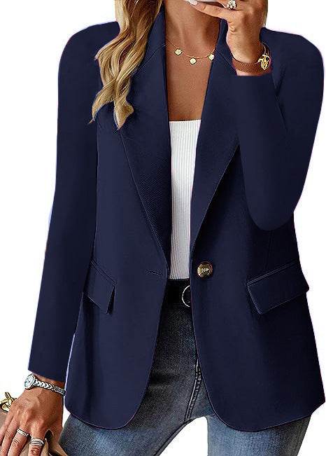 Fashion Casual Women Blazer Long-sleeved Solid Color Casual Cardigan Small Suit Jacket For Women Elegant Office Lady Outerwear - www.Shopthatapp.com