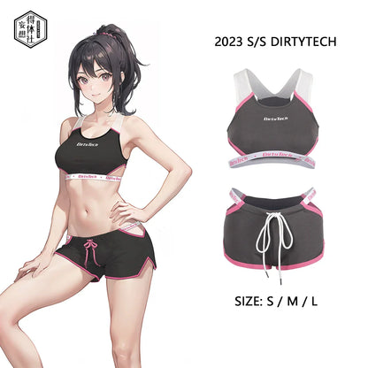 Anime Style Boxing Running Sexy Sports Activewear Set Hollow Tank Top with Shorts - www.Shopthatapp.com