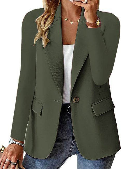 Fashion Casual Women Blazer Long-sleeved Solid Color Casual Cardigan Small Suit Jacket For Women Elegant Office Lady Outerwear - www.Shopthatapp.com