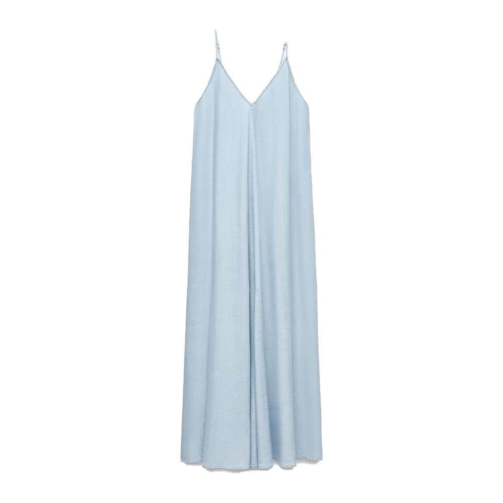 Elegant Women’s Summer Maxi Dress Casual Spaghetti Straps Solid V-Neck Cami Backless Dresses
