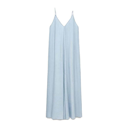 Elegant Women’s Summer Maxi Dress Casual Spaghetti Straps Solid V-Neck Cami Backless Dresses