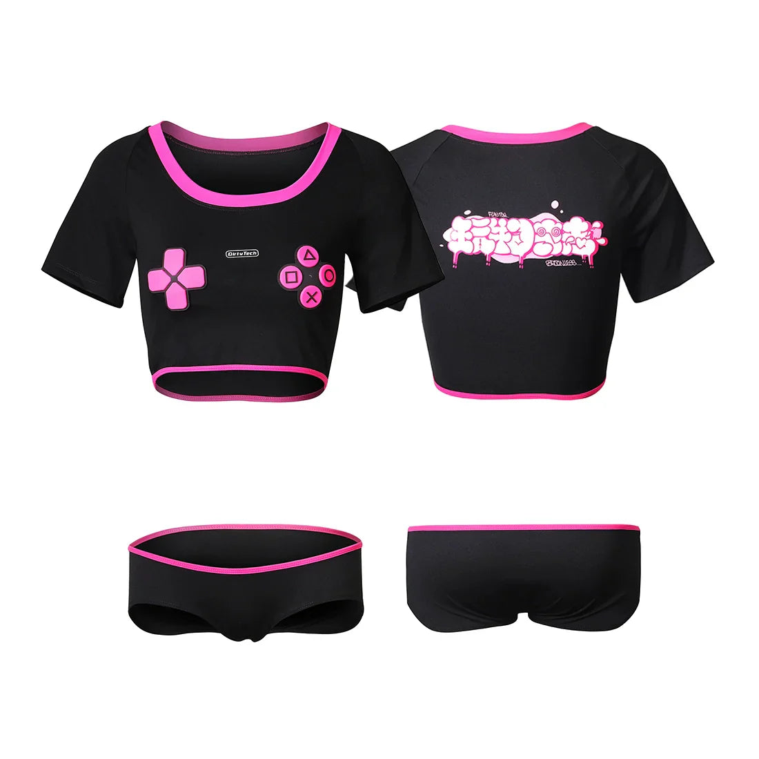 Anime eSports Gaming Style Crop Top with Low Rise Shorts Cosplay Costume Set - www.Shopthatapp.com