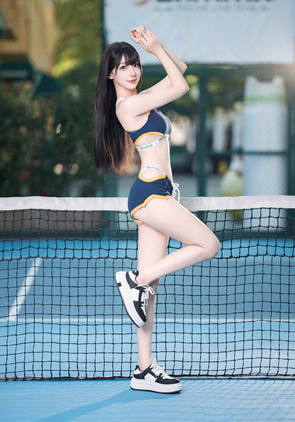 Anime Style Boxing Running Sexy Sports Activewear Set Hollow Tank Top with Shorts - www.Shopthatapp.com