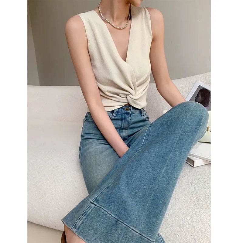 French Style Temperament Retro Washed Baggy Jeans Pant For Women - www.Shopthatapp.com