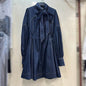 Women's Lace-up Bow Stand-up Collar Puff Sleeve Denim Dress - www.Shopthatapp.com
