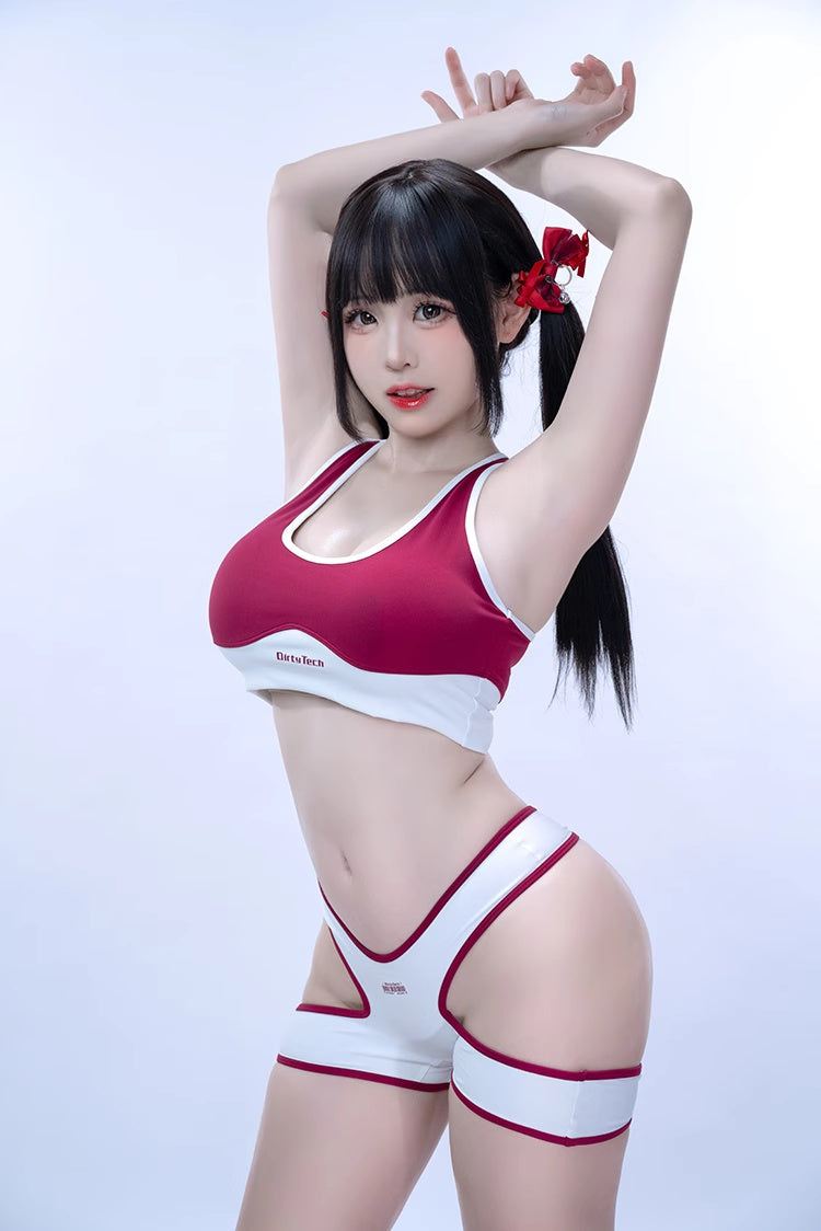 Anime Style 3-Piece Short Gymnastics Uniform Sports Tank Top with Sexy Cutout Shorts - www.Shopthatapp.com