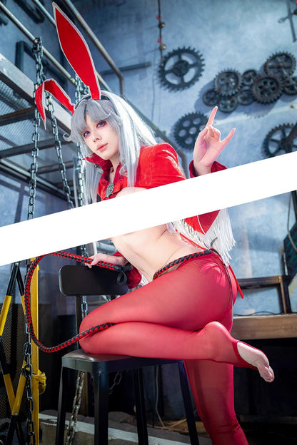 Wild Bunny Cow Girl PU Leather Jacket Sheer Sexy Ligerie Cosplay Costume Set - www.Shopthatapp.com