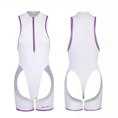Anime Style Sexy One-piece Swimsuit Front Zipper Spandex Racing Swimwear Bodysuit - www.Shopthatapp.com