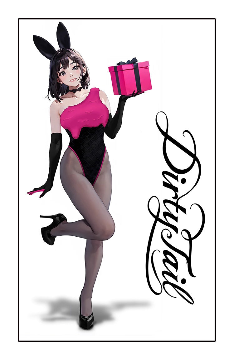 Anime Strawberry Ice Cream Style Bunny Girl Knitted Black Pink Bodysuit Lingerie Set - www.Shopthatapp.com