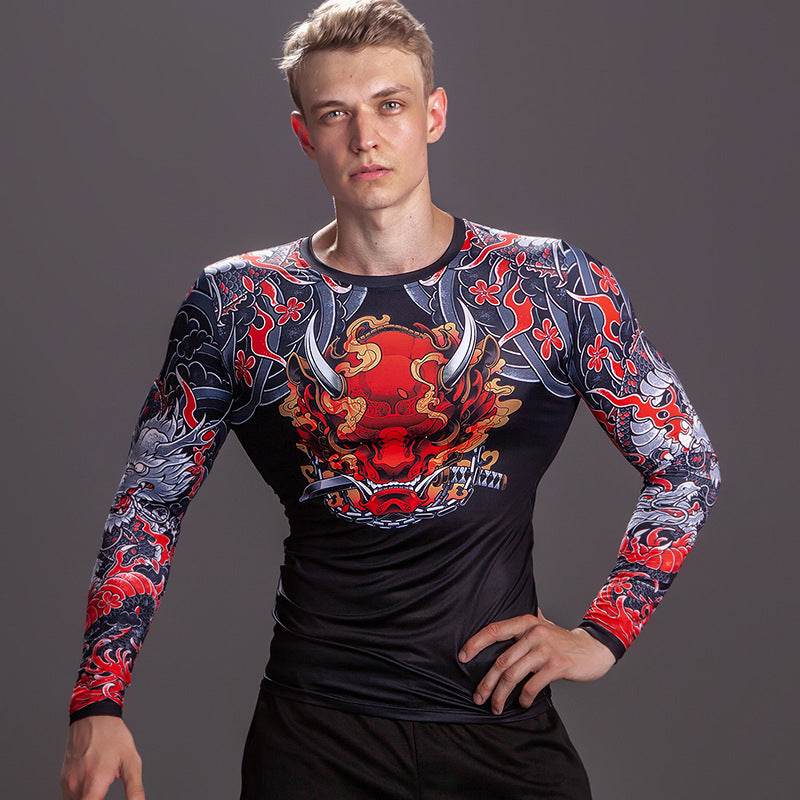 Printed Long Sleeve Fitness Top for Men Exercise Gym shirt - www.Shopthatapp.com