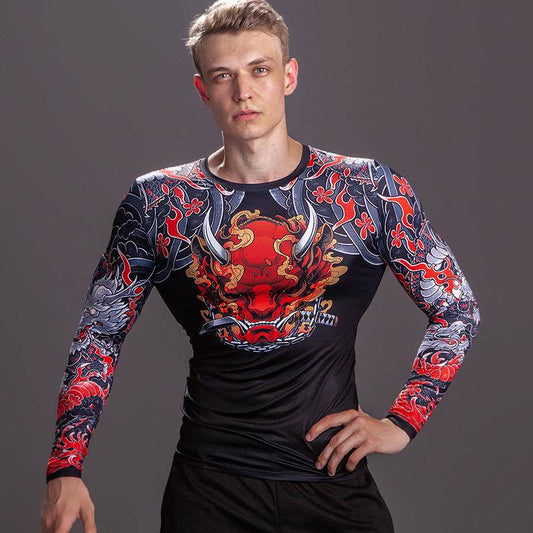 Printed Long Sleeve Fitness Top for Men Exercise Gym shirt - www.Shopthatapp.com