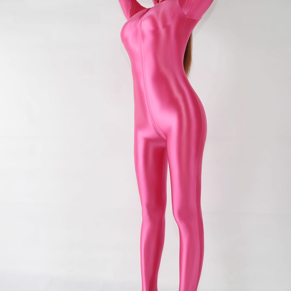 Front Zipper Spandex Nylon Full Bodysuit Zentai Shinny Jumpsuit with Triple-Zipper - www.Shopthatapp.com