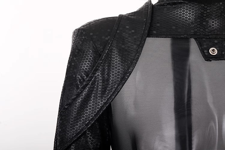 Tactical Anime Girl PU Leather Sheer Mesh Sexy Cosplay Full Bodysuit Costume - www.Shopthatapp.com