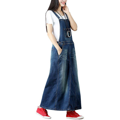 Casual All-match Mop Denim Suspender Dress