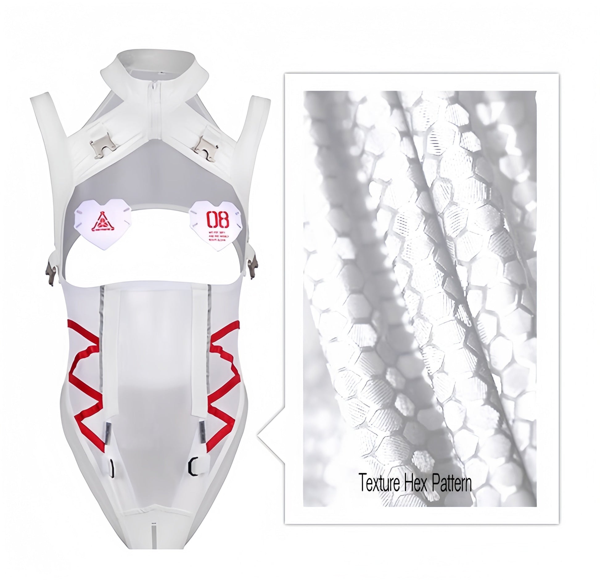 Tactical Anime Girl PU Leather Sheer Mesh Sexy Cosplay Bodysuit Costume White - www.Shopthatapp.com