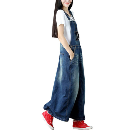 Casual All-match Mop Denim Suspender Dress