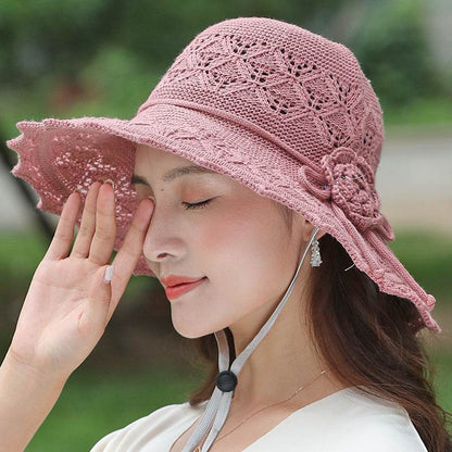 New Summer Outdoor Sunshade UV Protection Wide Brim Crotchet Sun Hat with neck flap for women - www.Shopthatapp.com