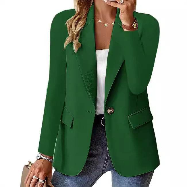 Fashion Casual Women Blazer Long-sleeved Solid Color Casual Cardigan Small Suit Jacket For Women Elegant Office Lady Outerwear - www.Shopthatapp.com