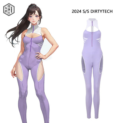 Anime Style The Purple Shark Jumpsuit Yoga Pants Full Body Sexy Fitness Active Wear - www.Shopthatapp.com