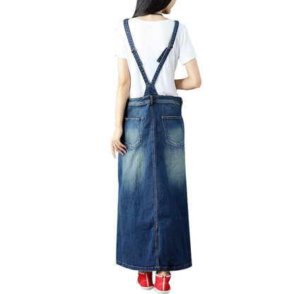 Casual All-match Mop Denim Suspender Dress