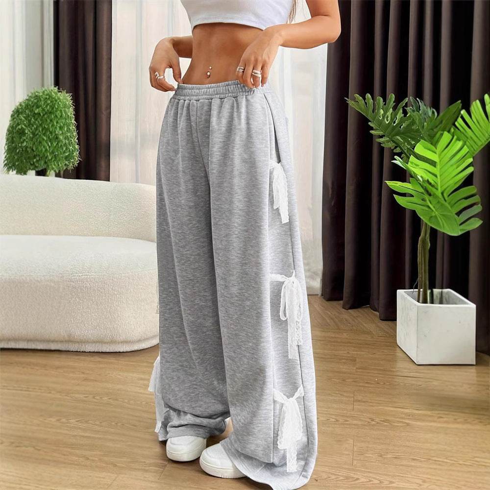 Fashion Bow lace up Oversized Baggy Sweat Pant women - www.Shopthatapp.com