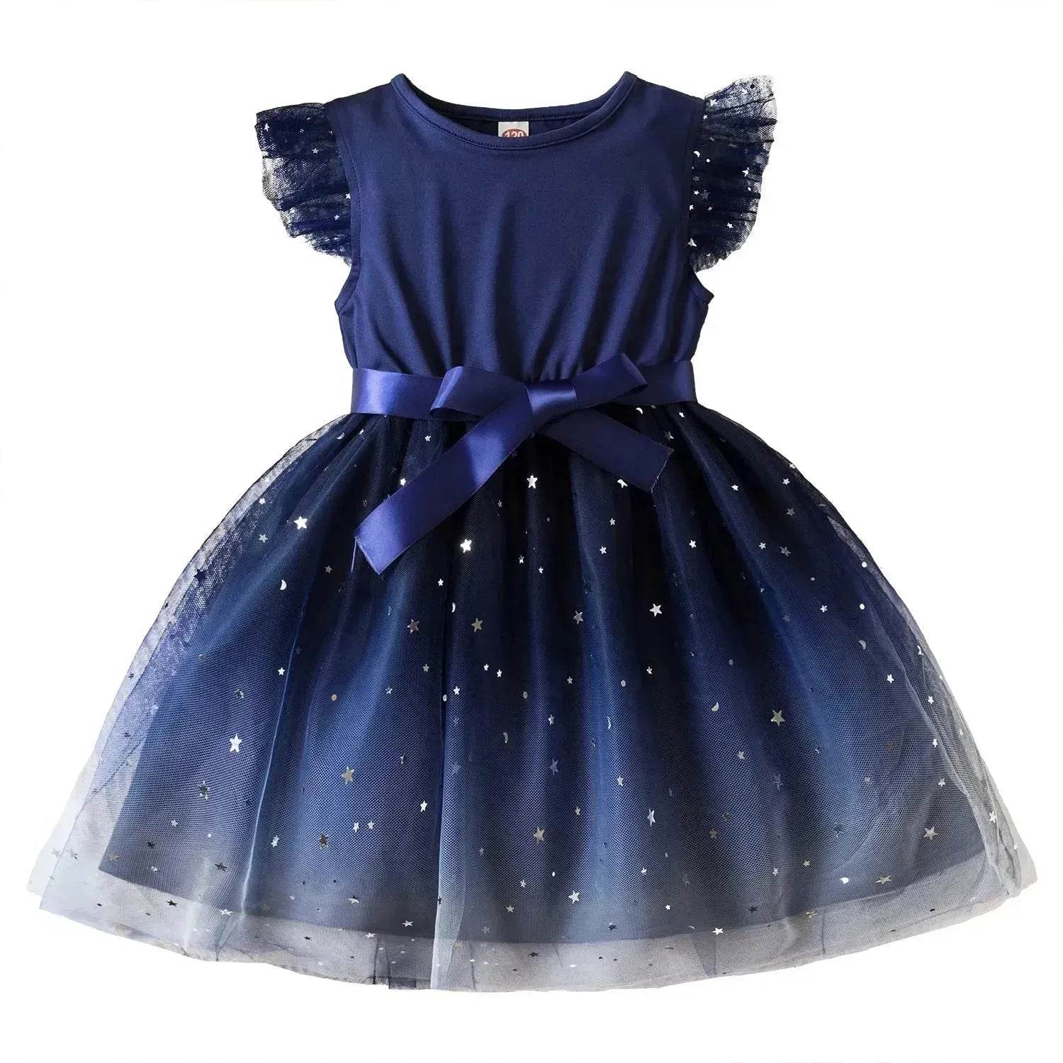 Fashionable Little Girl Starry Princess Dress Tulle Birthday dress Party dress for kids - www.Shopthatapp.com