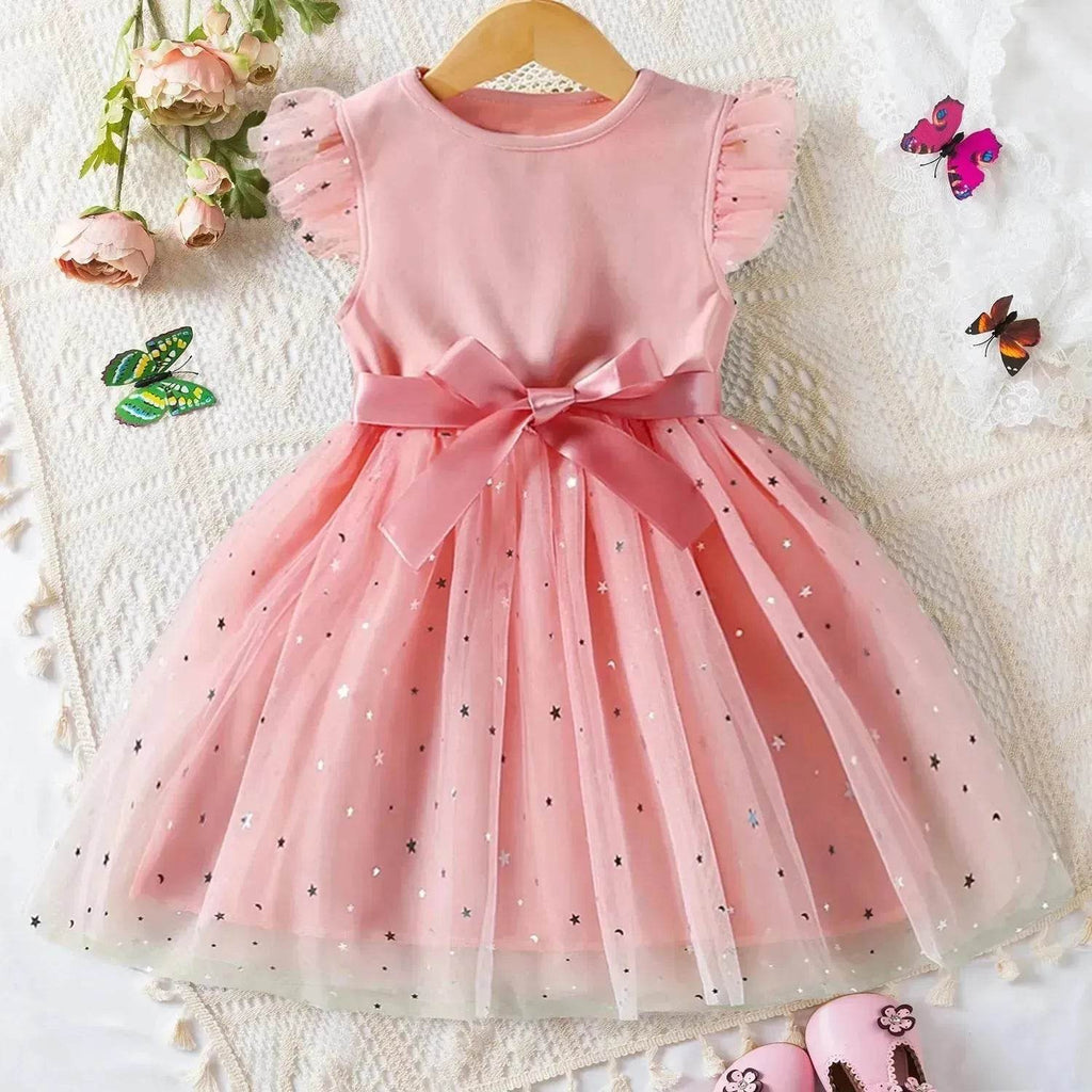 Fashionable Little Girl Starry Princess Dress Tulle Birthday dress Party dress for kids - www.Shopthatapp.com