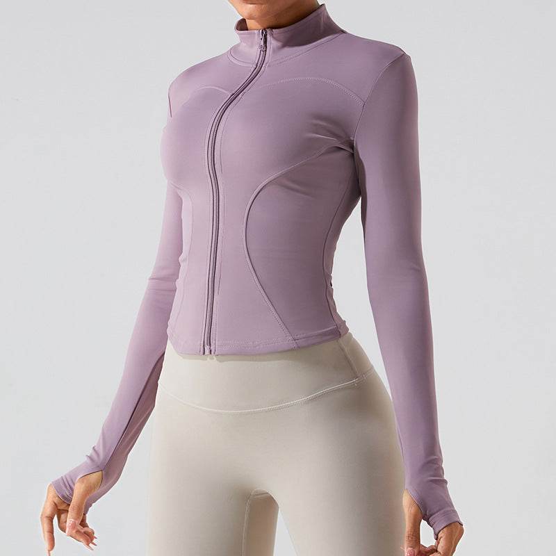 Autumn Winter Long Sleeve Zipper Slim fit Workout Top for women - www.Shopthatapp.com