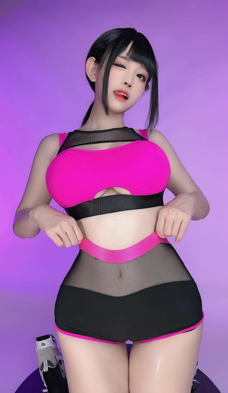 Anime Style Short Gymnastics Uniform Sheer Mesh Volleyball Sports Activewear - www.Shopthatapp.com