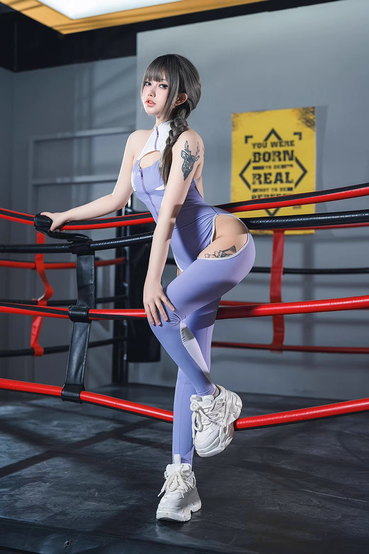 Anime Style The Purple Shark Jumpsuit Yoga Pants Full Body Sexy Fitness Active Wear - www.Shopthatapp.com