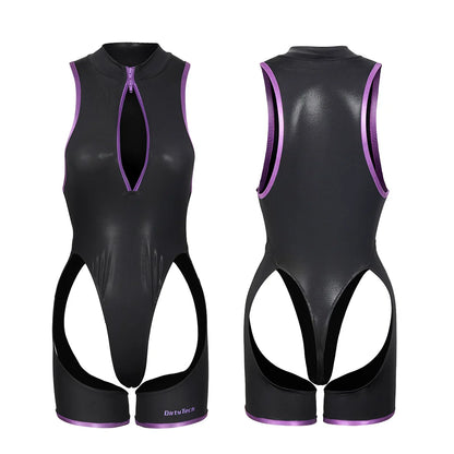 Anime Style Sexy One-piece Swimsuit Front Zipper Spandex Racing Swimwear Bodysuit - www.Shopthatapp.com