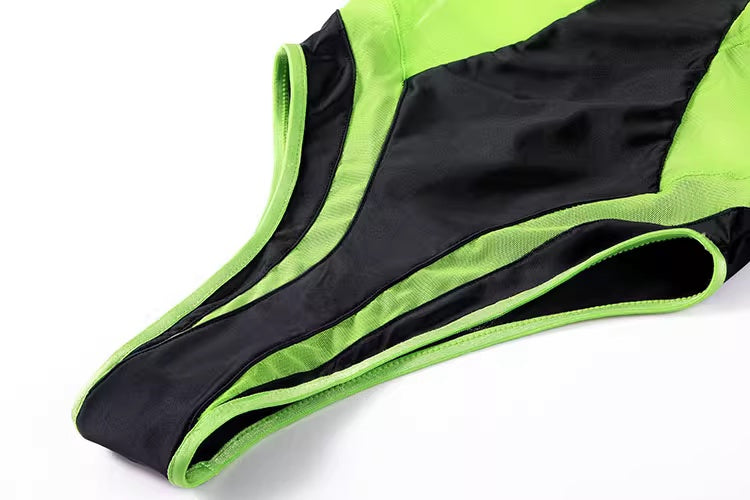 Anime Style One-piece Sexy Racing Swimsuit with Mesh Sheer Dual-color Design - www.Shopthatapp.com