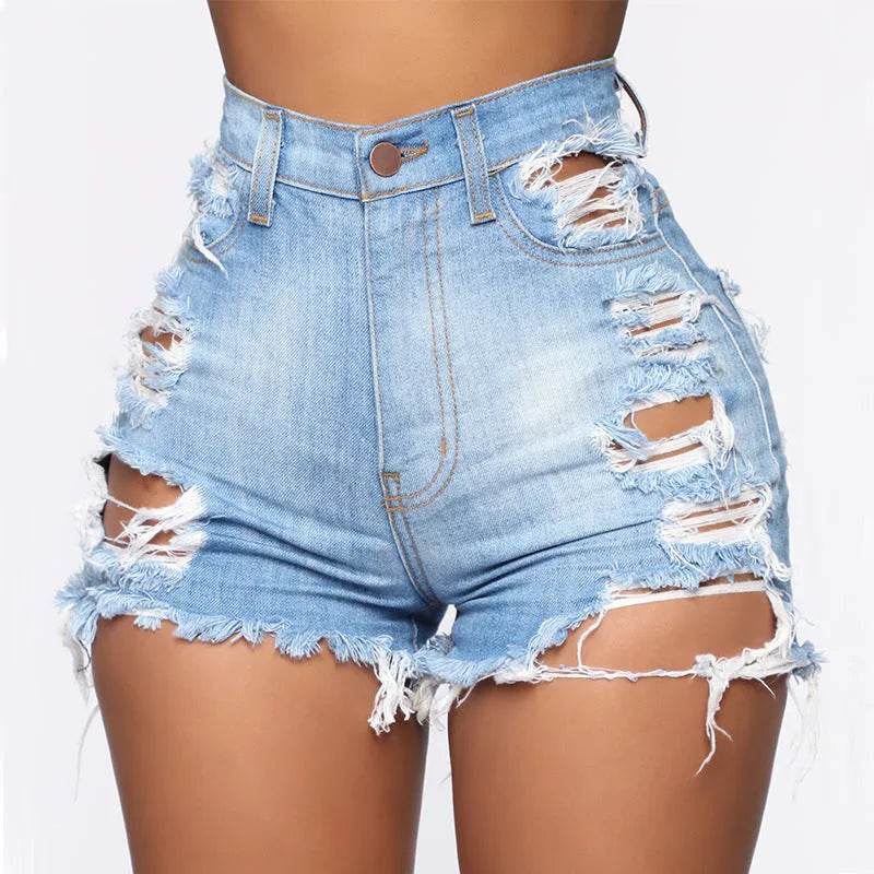 High Elastic Ripped Jeans Denim Shorts For Women - www.Shopthatapp.com