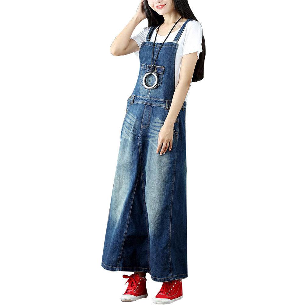 Casual All-match Mop Denim Suspender Dress