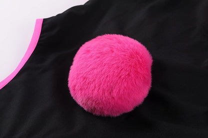 Anime Strawberry Ice Cream Style Bunny Girl Knitted Black Pink Bodysuit Lingerie Set