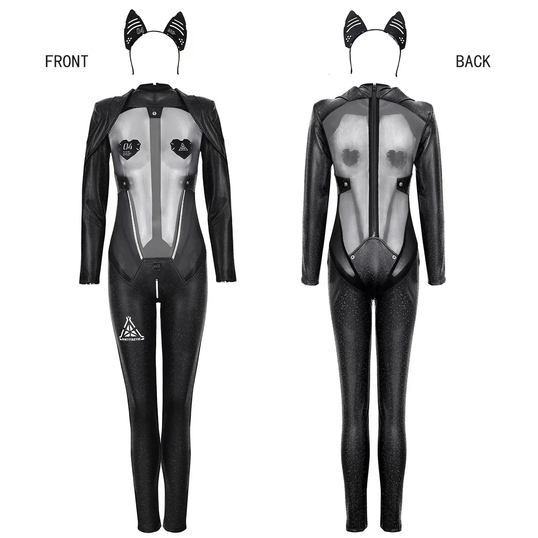 Tactical Anime Girl PU Leather Sheer Mesh Sexy Cosplay Full Bodysuit Costume - www.Shopthatapp.com