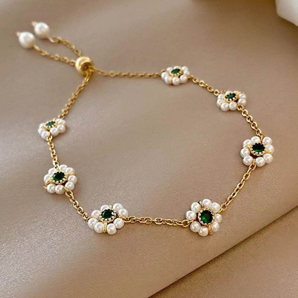Pearl Flowers Bracelet All-match Fashion Adjustable Chain Bracelet for women - www.Shopthatapp.com