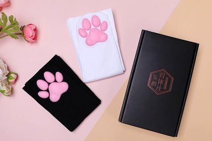 100D Knee Stockings with 3D Cute Cat Paw Paddings Anime Style Velvet Stockings - www.Shopthatapp.com