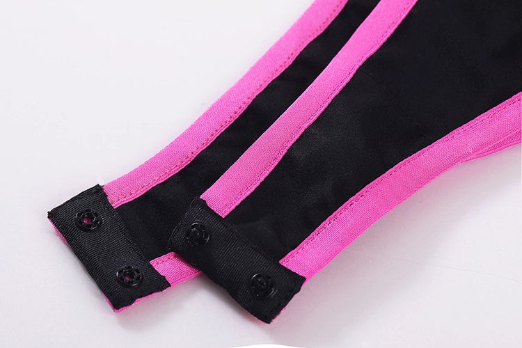 Anime Strawberry Ice Cream Style Bunny Girl Knitted Black Pink Bodysuit Lingerie Set