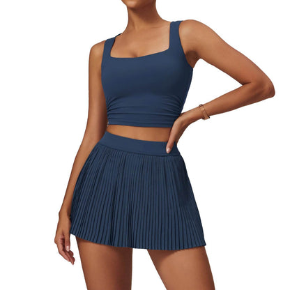 Tennis Skirt set Athletic Sports Workout Pleated Skort Outfit Women - www.Shopthatapp.com