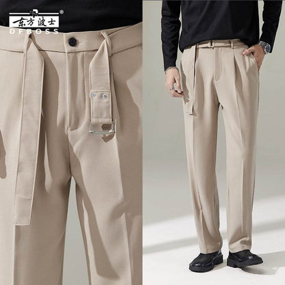 Detachable Belt Draping Wide-leg Suit Chinos Trouser For Men - www.Shopthatapp.com