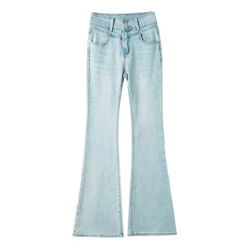 High Waist Light Blue Bootcut Jean pant women Flared Denim Pant - www.Shopthatapp.com