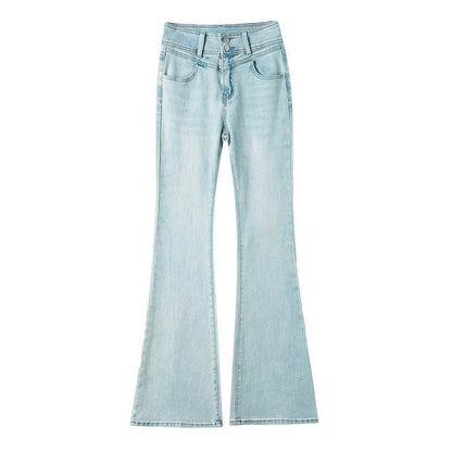 High Waist Light Blue Bootcut Jean pant women Flared Denim Pant - www.Shopthatapp.com