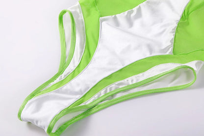 Anime Style One-piece Sexy Racing Swimsuit with Mesh Sheer Dual-color Design - www.Shopthatapp.com