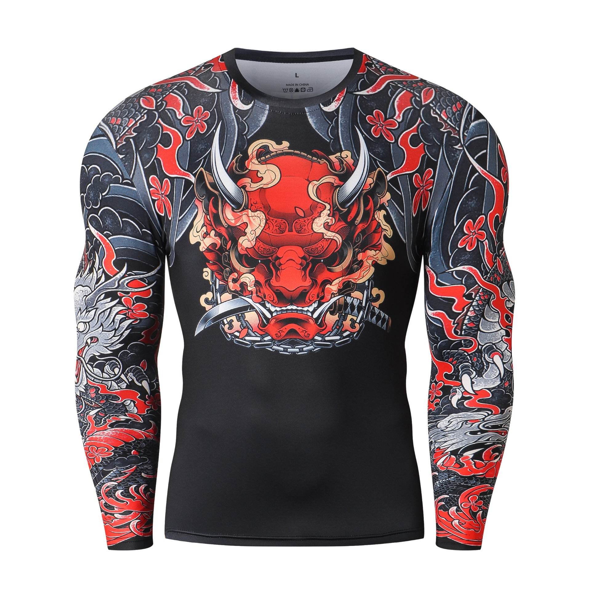 Printed Long Sleeve Fitness Top for Men Exercise Gym shirt - www.Shopthatapp.com