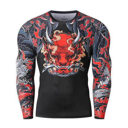 Printed Long Sleeve Fitness Top for Men Exercise Gym shirt - www.Shopthatapp.com