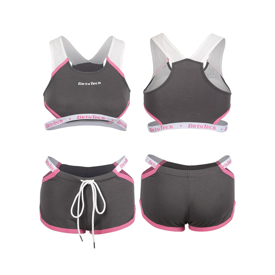 Anime Style Boxing Running Sexy Sports Activewear Set Hollow Tank Top with Shorts - www.Shopthatapp.com