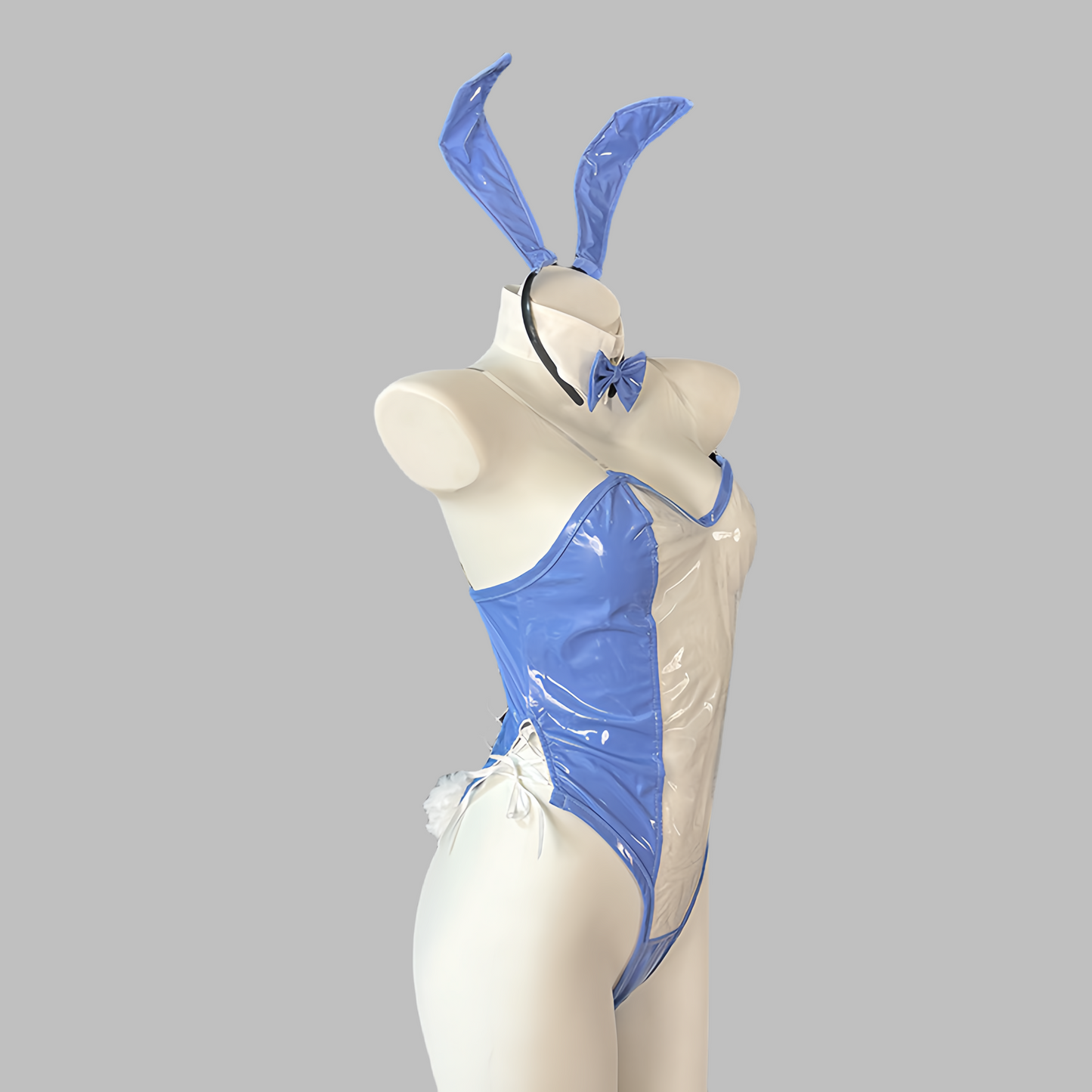 Bunny Girl PU Leather See Through Cosplay Bodysuit Costume Lingerie - www.Shopthatapp.com