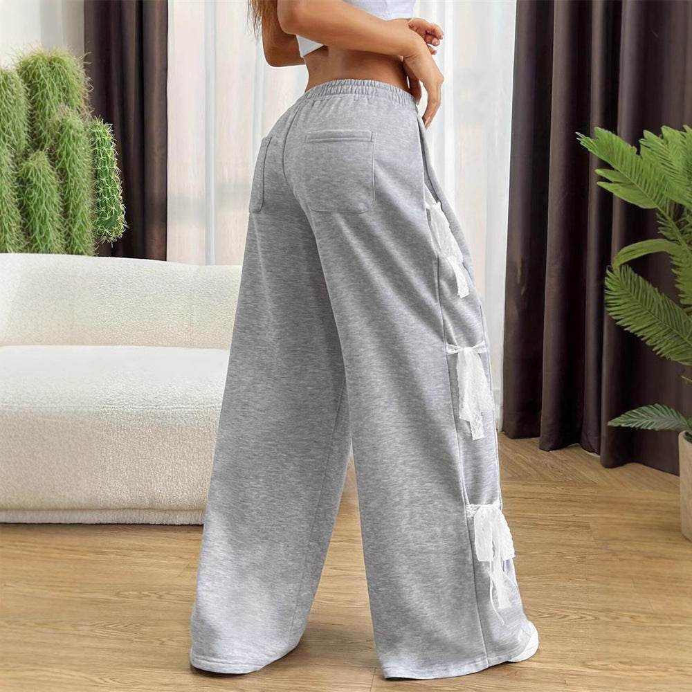 Fashion Bow lace up Oversized Baggy Sweat Pant women - www.Shopthatapp.com
